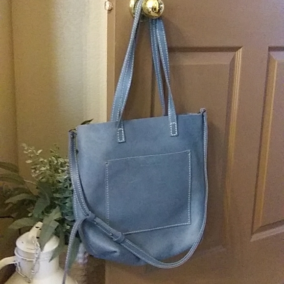 Portland Leather Goods Handbags - Portland Leather Goods (PLG) Crossbody Tote in Bluebell